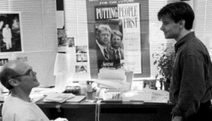 James Carville and George Stephanopoulos in D.A. Pennebaker's The War Room