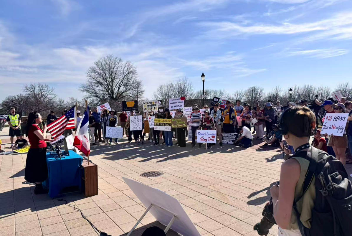 Iowans rally against bill to ban universities hiring H-1B visa holders from China